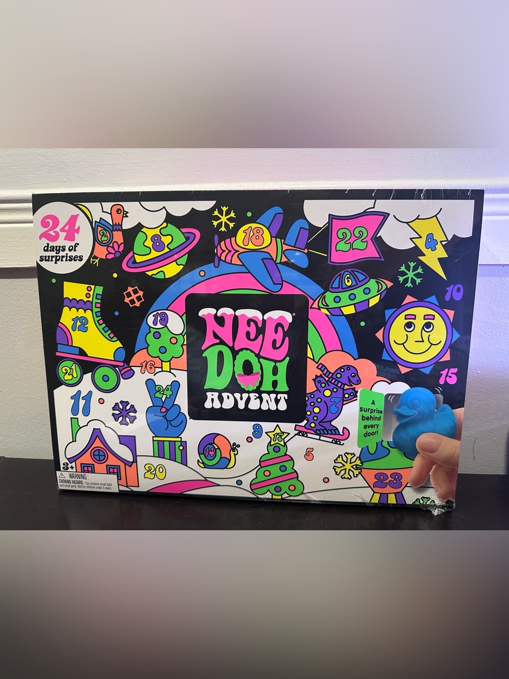 NEE DOH Advent Calendar Kids Puzzle & Surprise Set - Neon Pink & Green